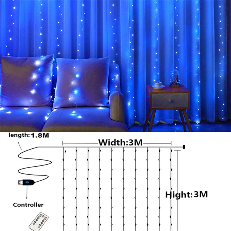 3M USB LED Curtains Festoon Led Light Garlands Christmas Lights Ramadan Decorations 2023 String Lights Wedding Decor New Year