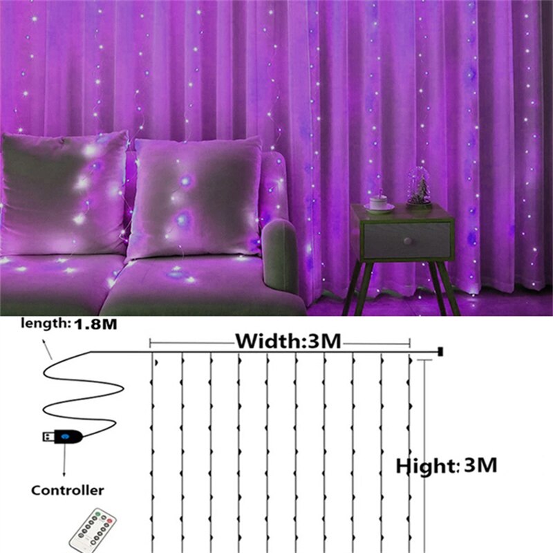3M USB LED Curtains Festoon Led Light Garlands Christmas Lights Ramadan Decorations 2023 String Lights Wedding Decor New Year
