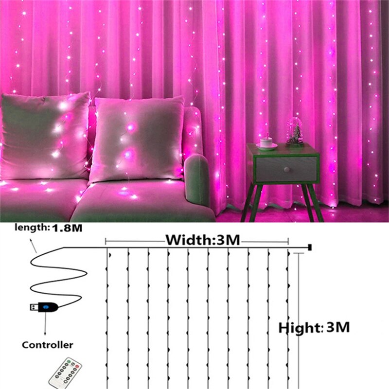 3M USB LED Curtains Festoon Led Light Garlands Christmas Lights Ramadan Decorations 2023 String Lights Wedding Decor New Year