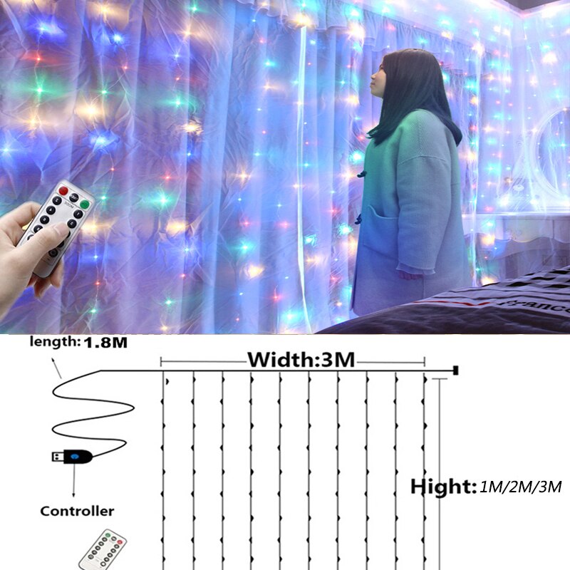 3M USB LED Curtains Festoon Led Light Garlands Christmas Lights Ramadan Decorations 2023 String Lights Wedding Decor New Year