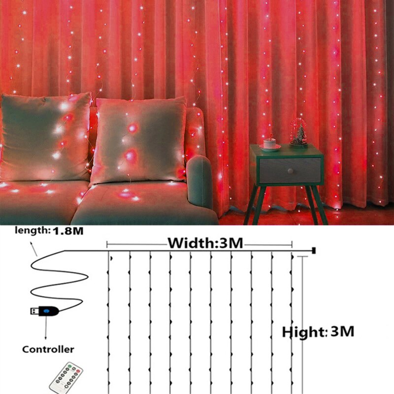 3M USB LED Curtains Festoon Led Light Garlands Christmas Lights Ramadan Decorations 2023 String Lights Wedding Decor New Year