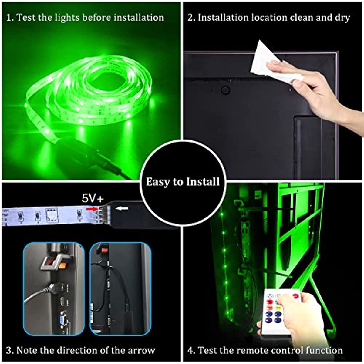 TV LED Backlight, 8ft TV Light Strip for 32" TV LED Light Strip USB with Remote Control, TV LED Lights Music Sync RGB Gaming Bedroom Room HDTV Mood Lighting
