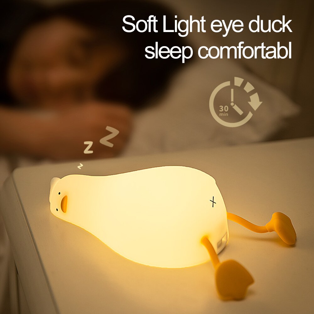 Led Children Night Light Duckling Rechargeable Lamp USB Silicone Squishy Sleeping Bedroom Desktop Decor Lamp Child Holiday Gift