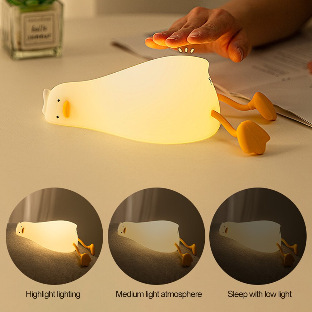 Led Children Night Light Duckling Rechargeable Lamp USB Silicone Squishy Sleeping Bedroom Desktop Decor Lamp Child Holiday Gift