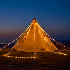 Outdoor camping ambient light string tent arrangement hanging lights canopy small bulbs decorative lights with stall lights flashing lights string