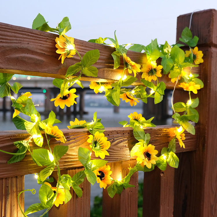 led outdoor garden decoration rattan lights new green leaf vine lights solar maple vine light string