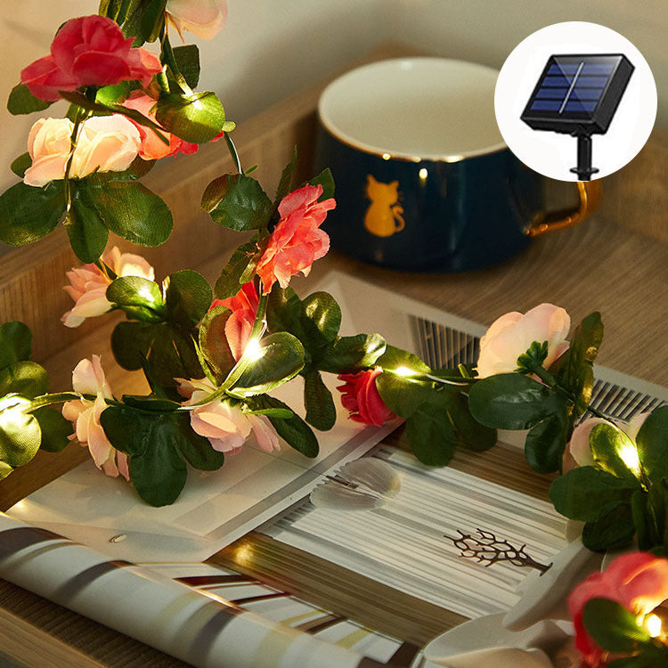 led outdoor garden decoration rattan lights new green leaf vine lights solar maple vine light string