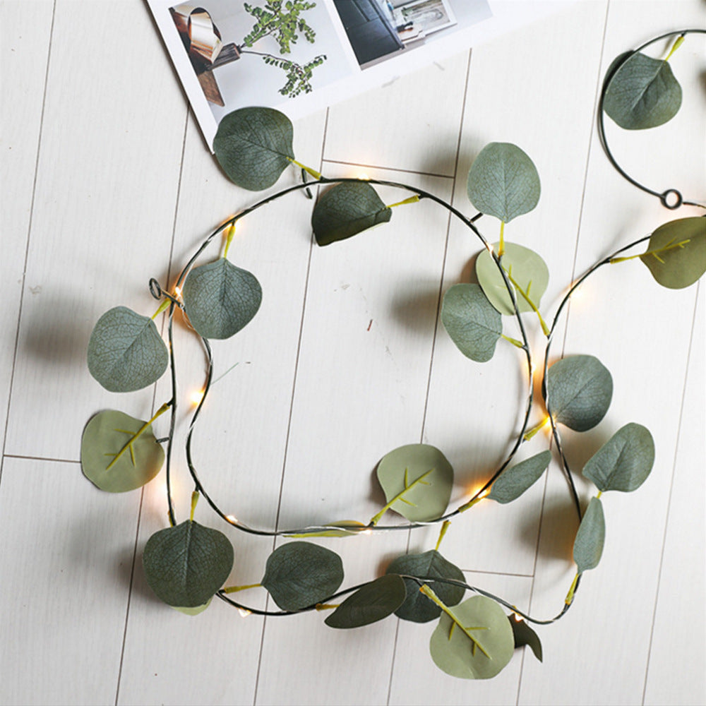 led outdoor garden decoration rattan lights new green leaf vine lights solar maple vine light string