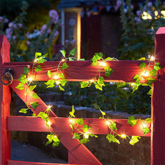 led outdoor garden decoration rattan lights new green leaf vine lights solar maple vine light string
