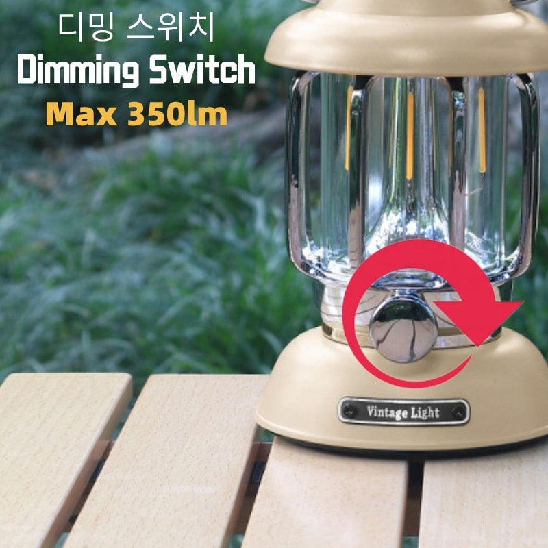 Retro Portable Camping Lantern 6000mAh Outdoor Kerosene Vintage Camp Lamp 3 Lighting Modes Tent Light for Hiking Climbing Yard